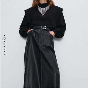 Zara Black Turtleneck Sweater with Embellishment